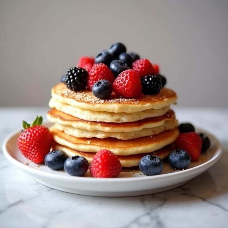 Fluffy Protein Pancakes with Fresh Berries