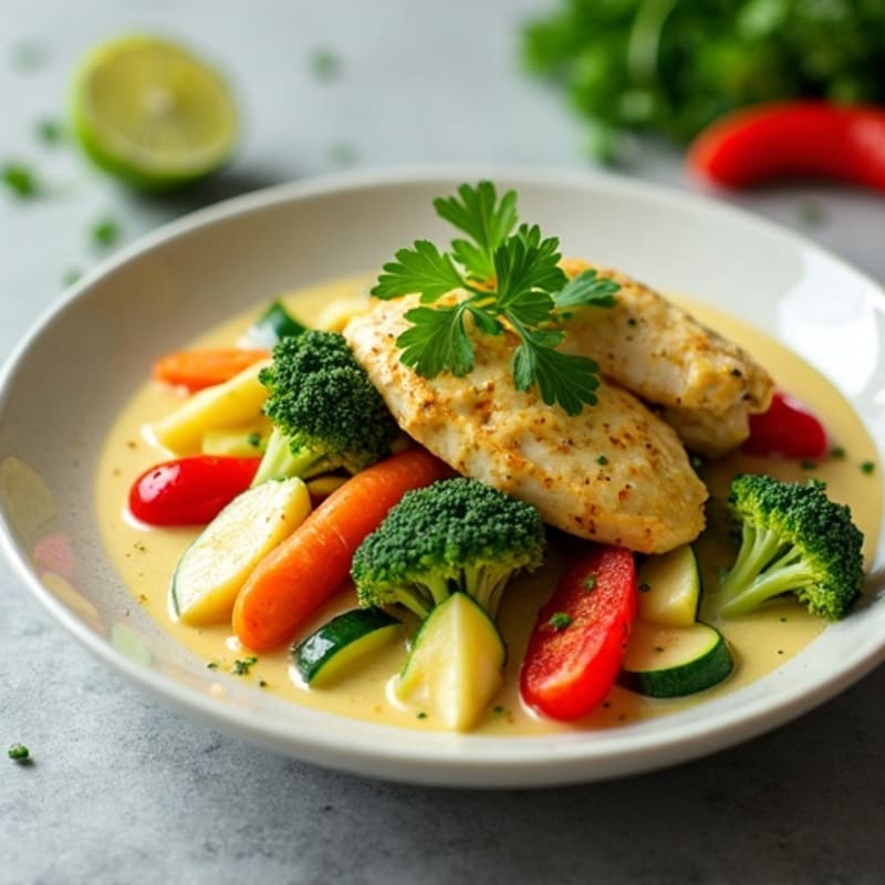 Creamy Coconut Chicken Green Curry with Vegetables