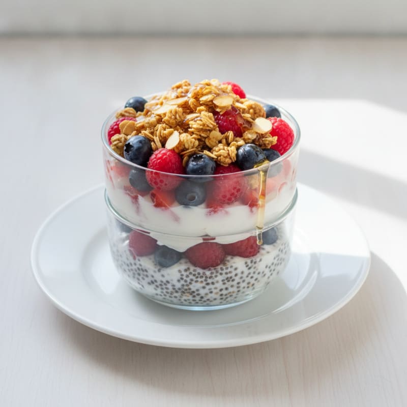 Creamy Greek Yogurt Parfait with Mixed Berries and Chia Seeds