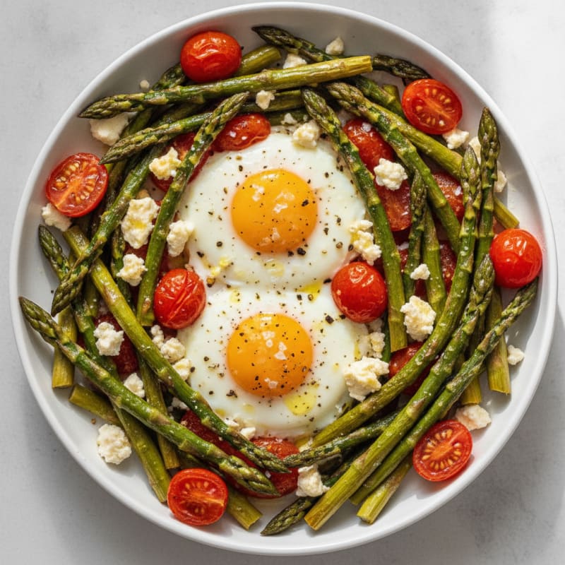 Baked Eggs with Roasted Asparagus