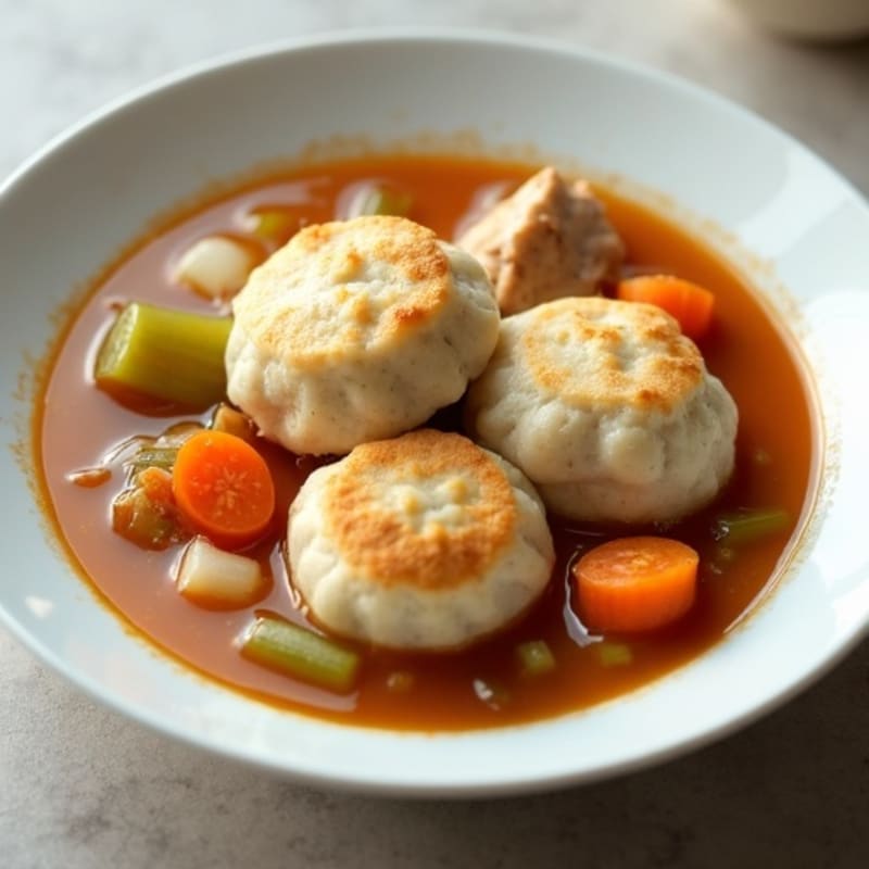 Hearty Chicken and Vegetable Stew with Fluffy Dumplings