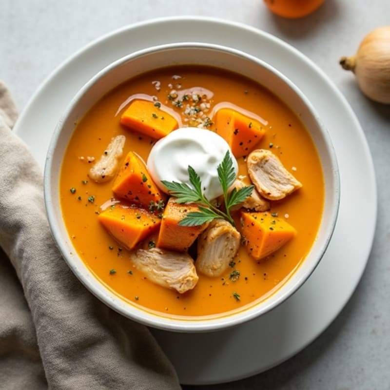 Creamy Spiced Sweet Potato and Chicken Soup