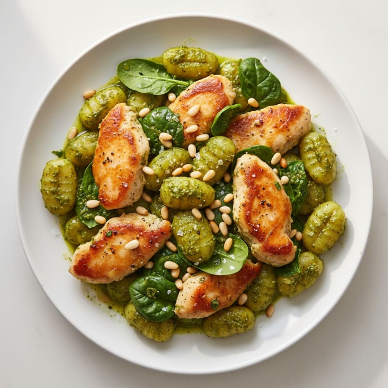 Creamy Pesto Gnocchi with Toasted Pine Nuts