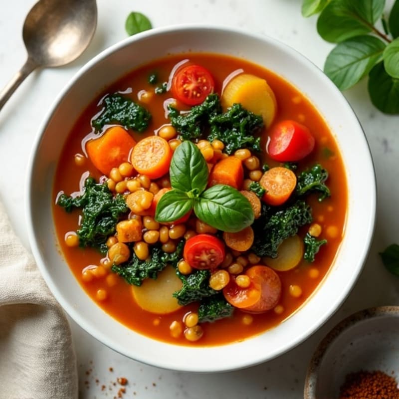 Hearty Spiced Red Lentil and Spinach Stew