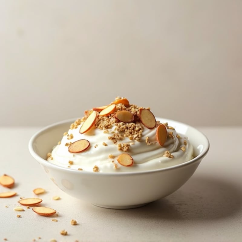 Greek Yogurt with Hemp Seeds and Sliced Almonds