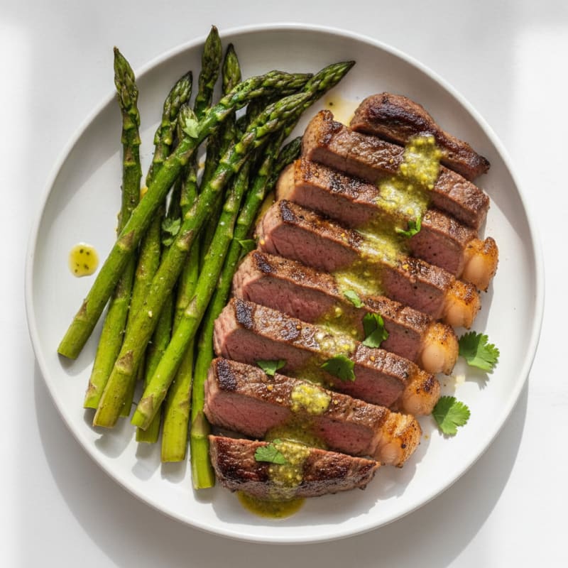 Grilled Carne Asada with Asparagus