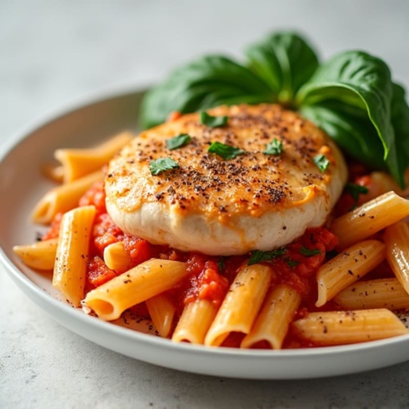 Chicken Pasta with Creamy Tomato Sauce and Fresh Spinach