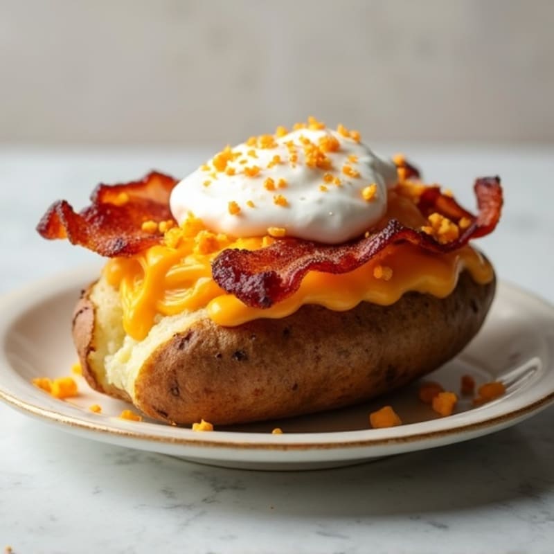 Baked Potatoes Stuffed with Crispy Bacon and Creamy Cheddar