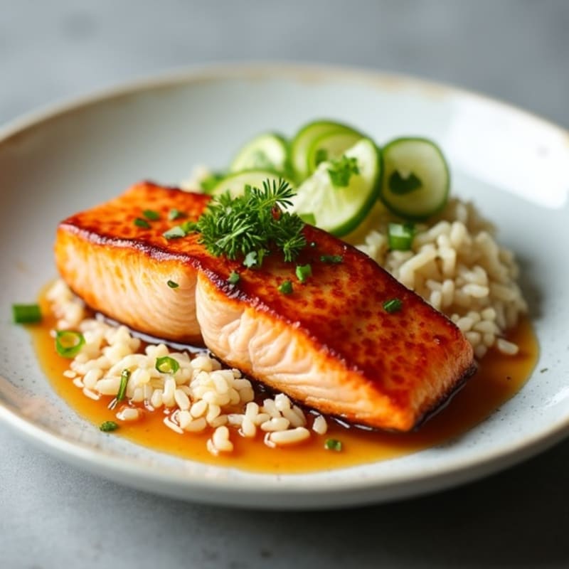 Honey-Ginger Glazed Salmon with Coconut Rice