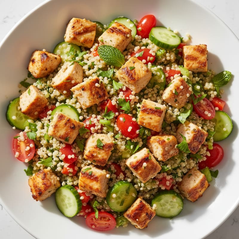 Grilled Chicken and Quinoa Salad with Fresh Vegetables