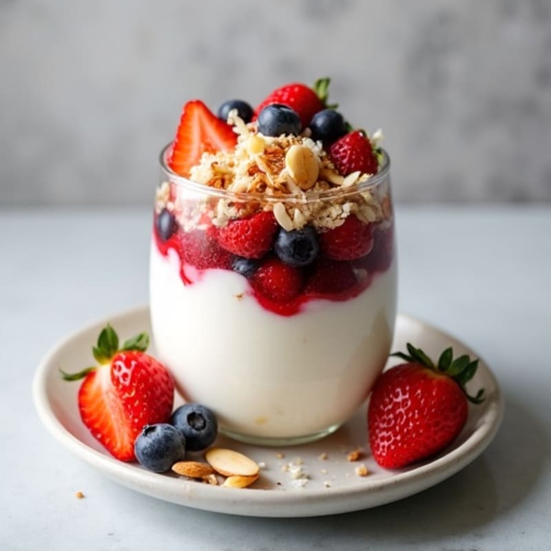 Creamy Greek Yogurt Parfait with Berries and Almonds