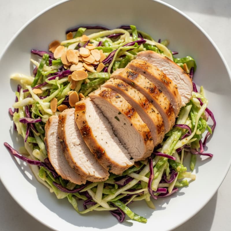 Grilled Turkey Breast with Crunchy Cabbage Slaw