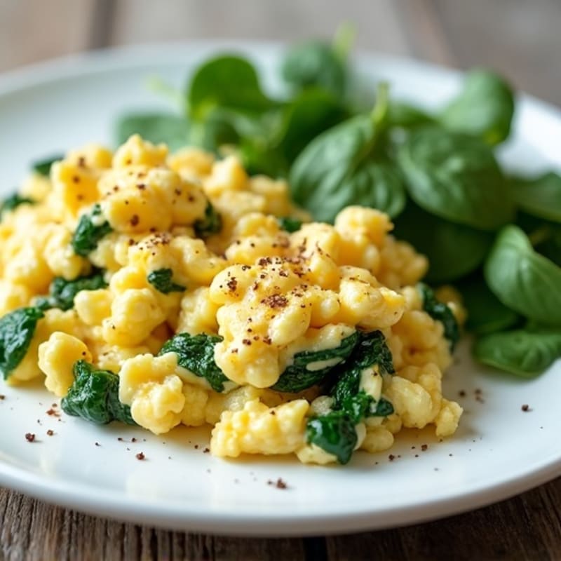 Egg White Scramble with Spinach and Cottage Cheese