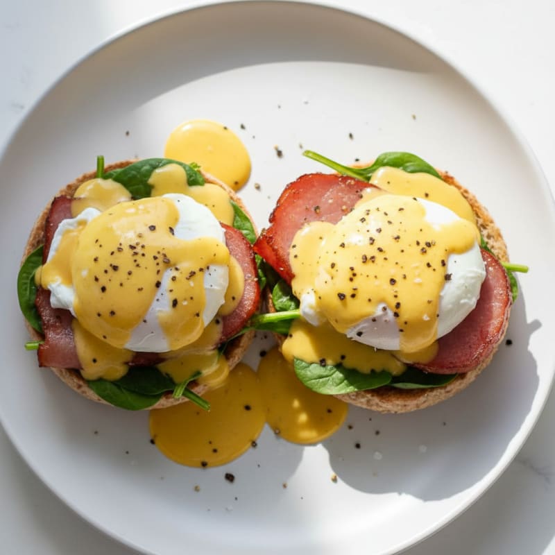 Creamy Golden Eggs Benedict with Smoky Ham