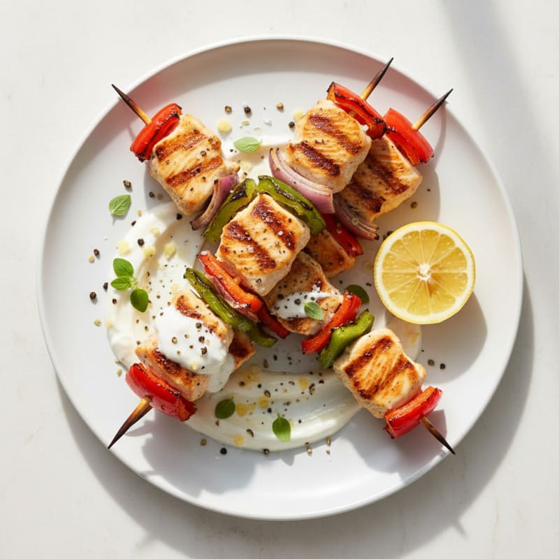 Greek Oregano Chicken Skewers with Peppers