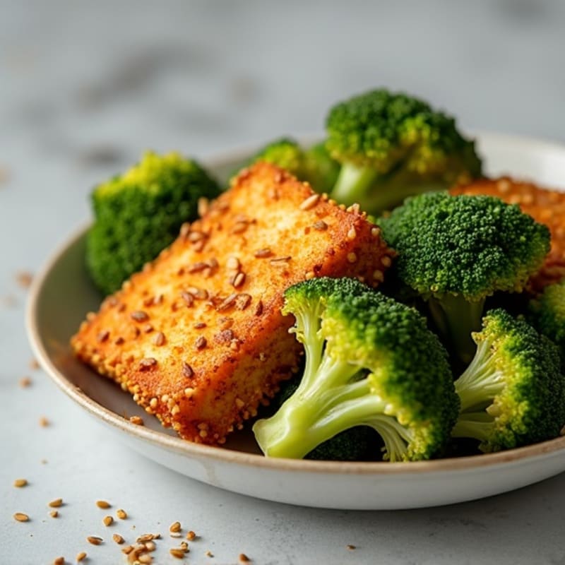 Crispy Baked Tofu with Roasted Broccoli