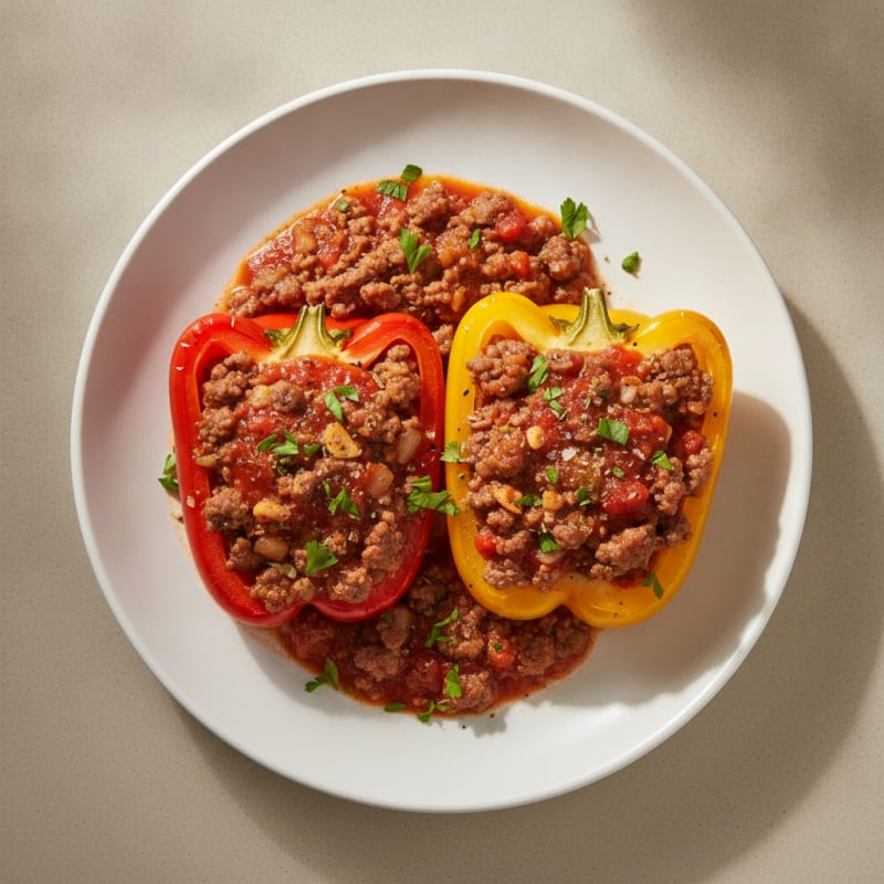 Zesty Ground Beef Stuffed Bell Peppers