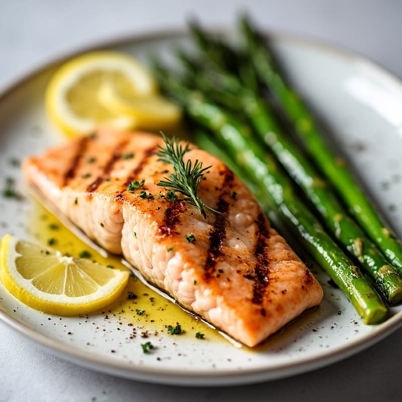 Lemon Herb Grilled Salmon with Roasted Asparagus