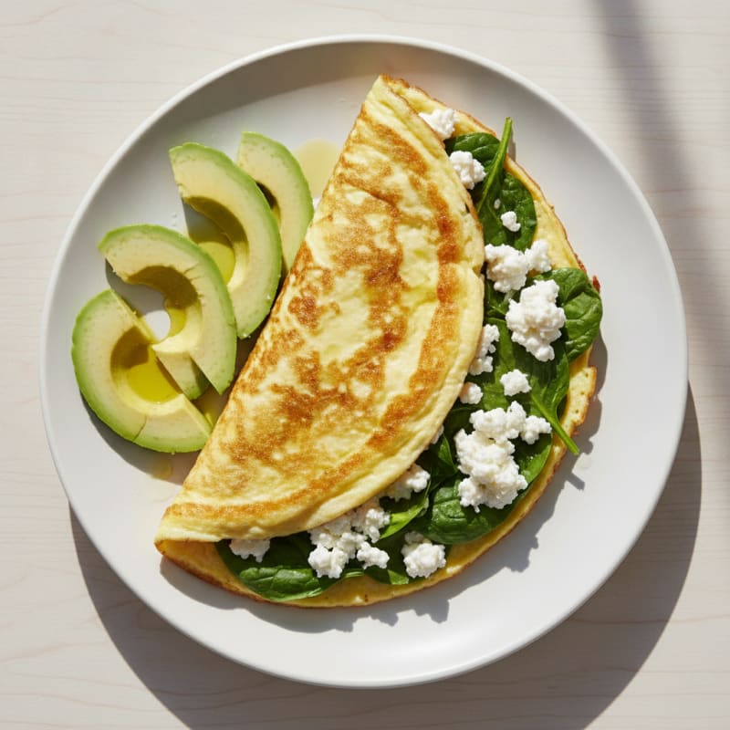 Egg White Spinach Omelette with Cottage Cheese
