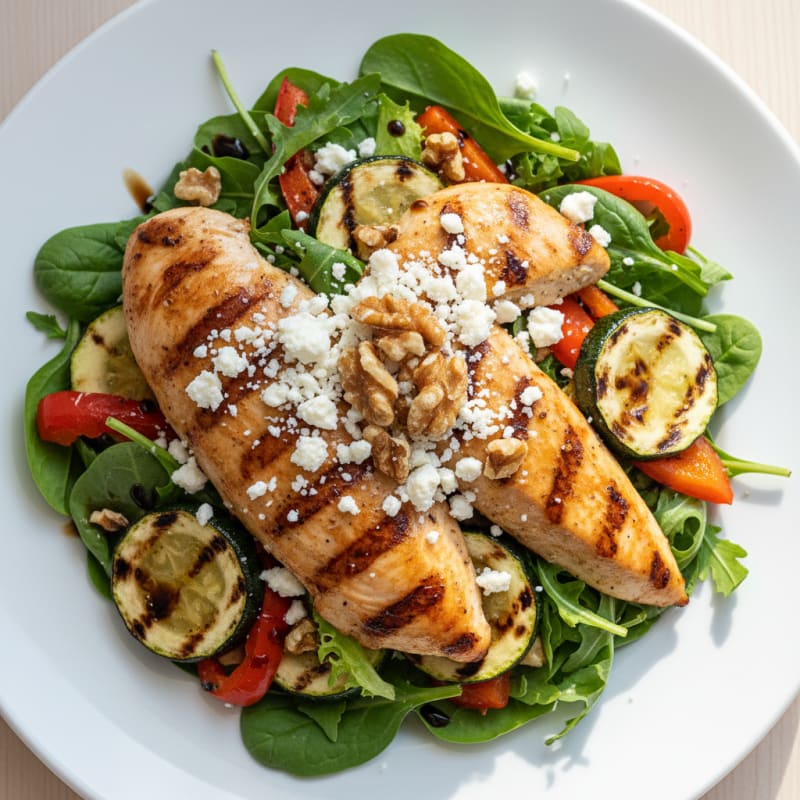Grilled Chicken Salad with Bell Peppers and Zucchini