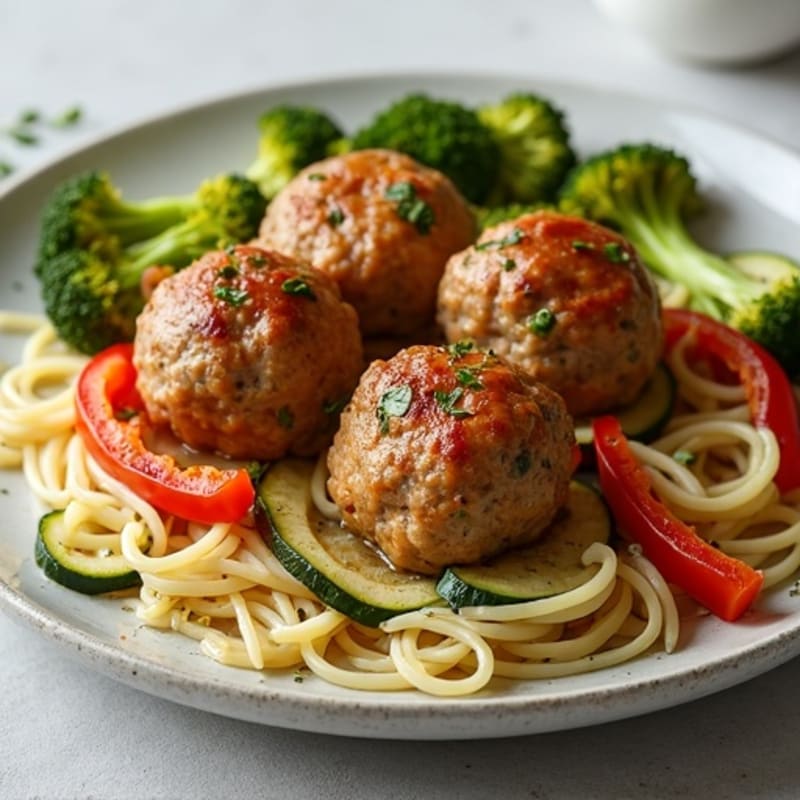 Herb-Seasoned Turkey Meatballs with Roasted Vegetables