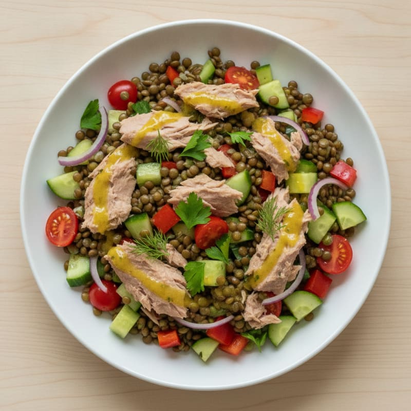 Tuna and Lentil Salad with Fresh Vegetables