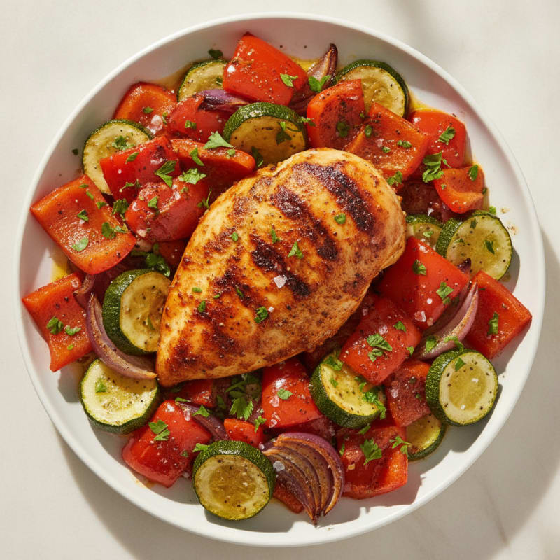 Spicy Harissa Chicken with Roasted Vegetables