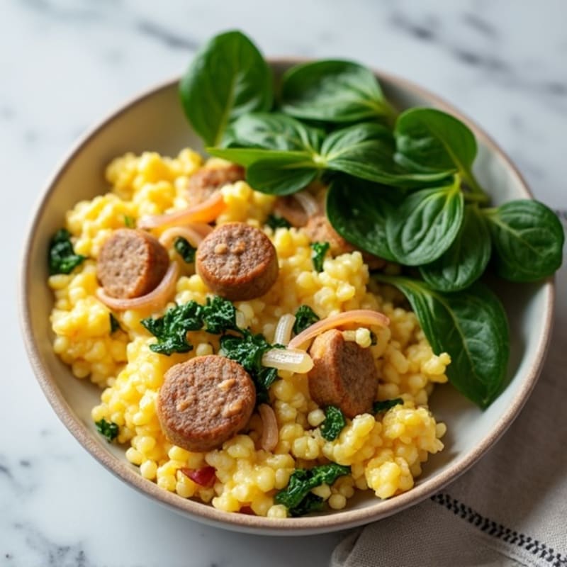 Egg White and Turkey Sausage Scramble with Spinach