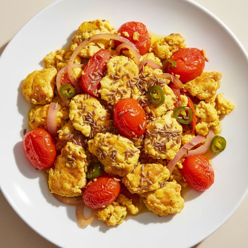 Spicy Scrambled Eggs with Fresh Tomato
