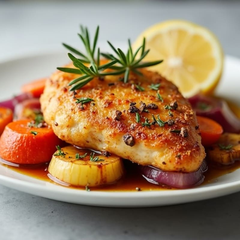 Crispy Lemon-Herb Chicken with Roasted Root Vegetables