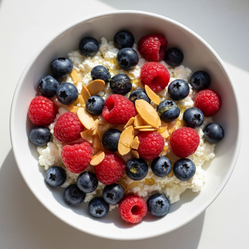 Cottage Cheese and Berry Protein Bowl with Almonds