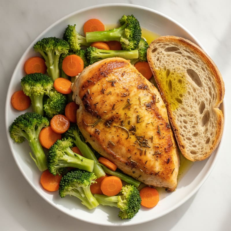 Herb-Roasted Chicken Breast with Steamed Vegetables