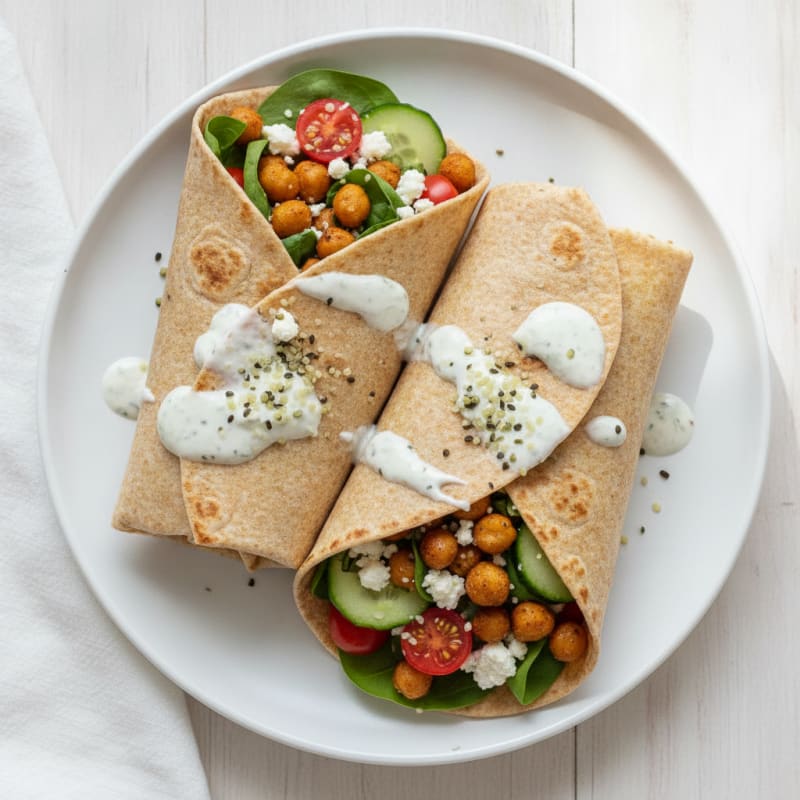 Mediterranean Chickpea and Veggie Wraps
