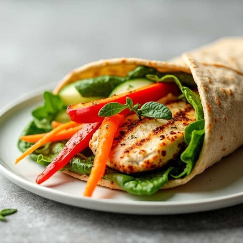 Herb-Marinated Grilled Chicken and Crunchy Vegetable Whole Wheat Wrap