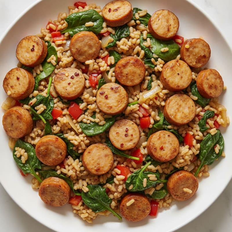 Chicken Sausage and Spinach Breakfast Skillet
