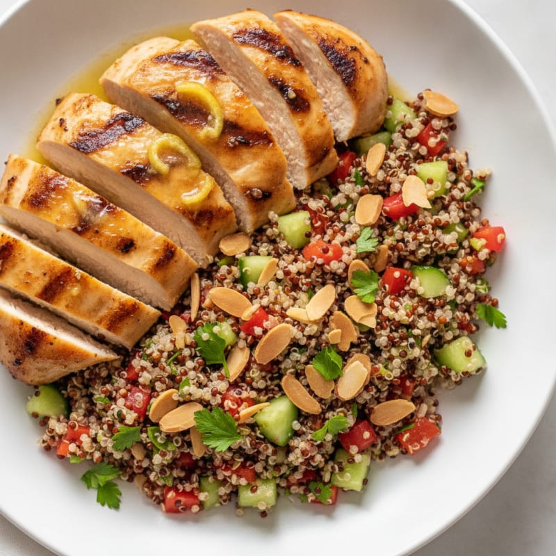 Grilled Chicken Breast with Crunchy Quinoa Salad