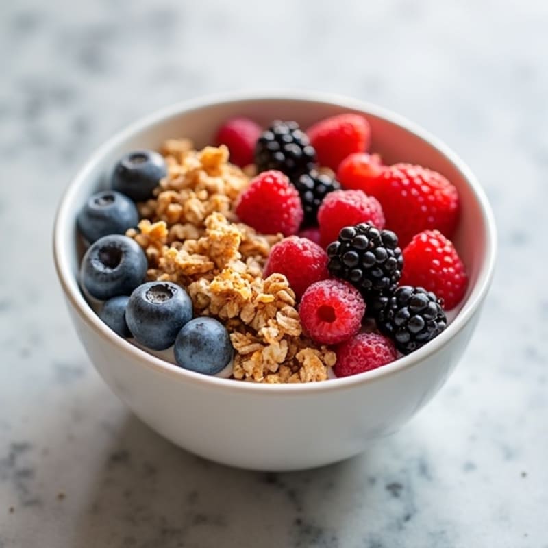 Creamy Greek Yogurt Bowl with Fresh Berries and Crunchy Granola