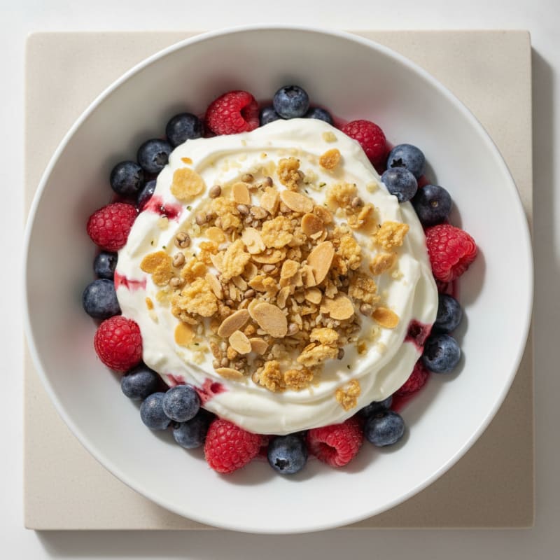 Silky Greek Yogurt Parfait with Mixed Berries and Protein Crunch