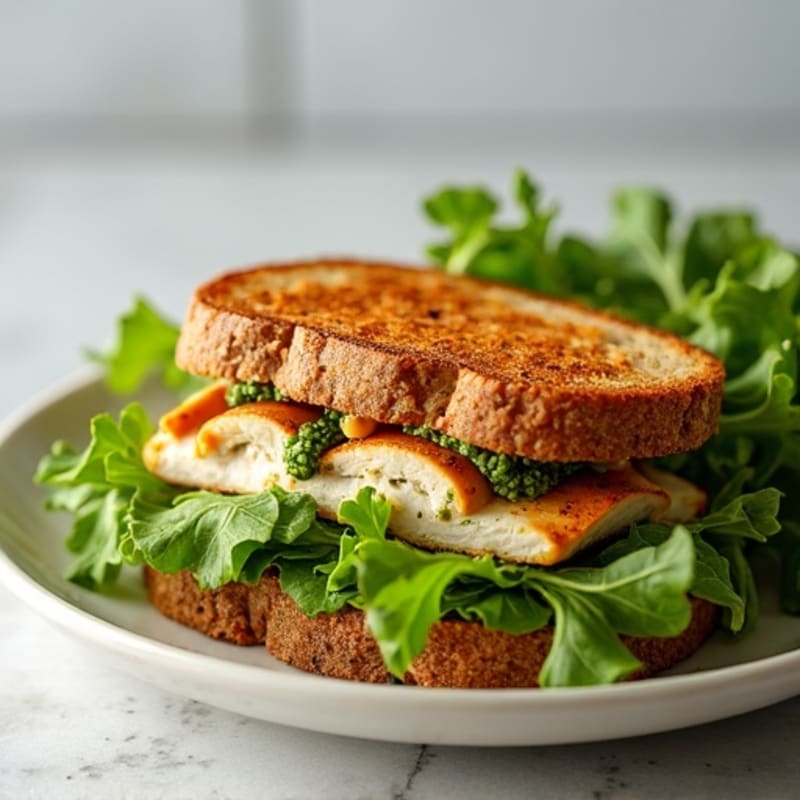 Creamy Pesto Grilled Chicken Sandwich with Fresh Greens