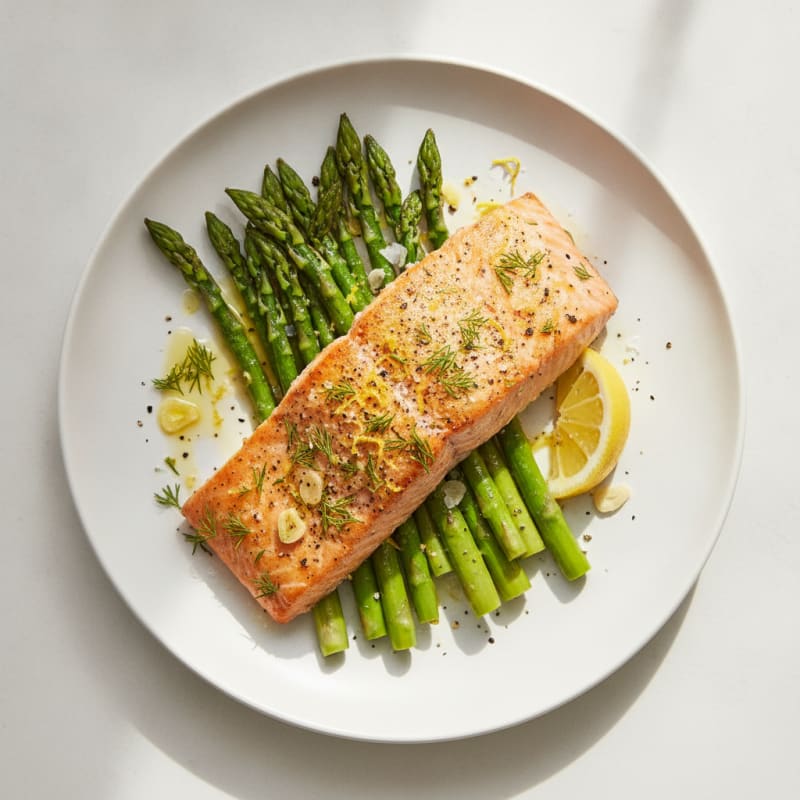 Lemon Herb Roasted Salmon with Asparagus