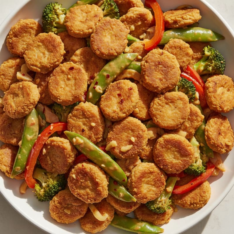 Soy Curl Stir-Fry with Peanut Sauce