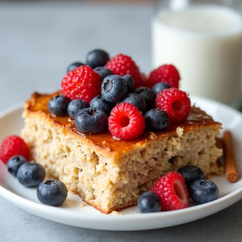 Healthy Creamy Baked Oats with Fresh Berries