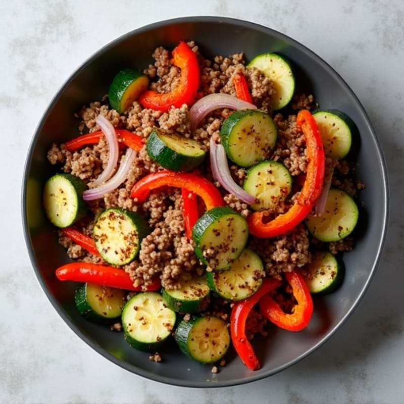 Herb-Seasoned Lean Ground Beef Skillet with Roasted Vegetables