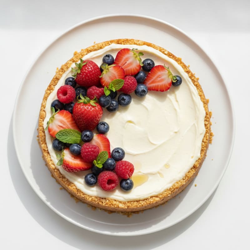 Creamy Greek Yogurt Protein Cheesecake with Fresh Berries
