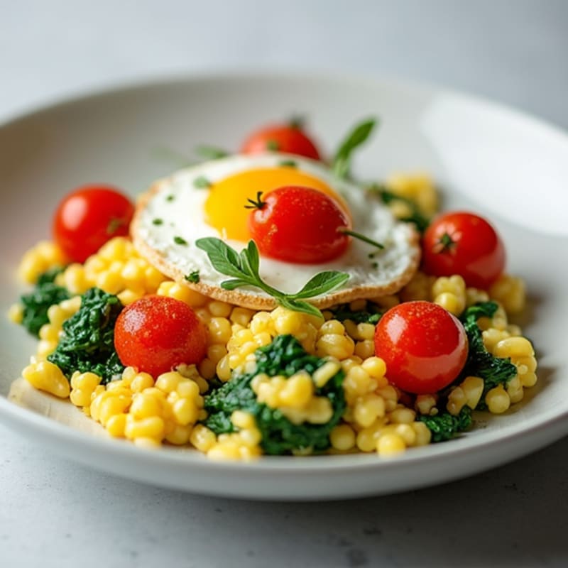 Cottage Cheese Scramble with Spinach and Cherry Tomatoes