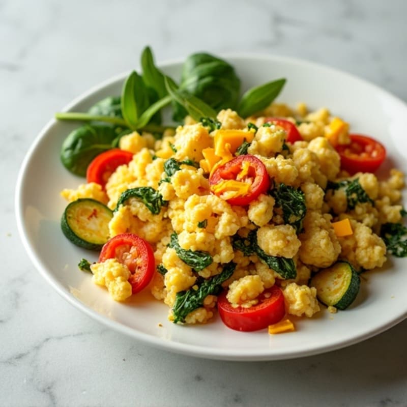 Fluffy Egg and Roasted Vegetable Scramble