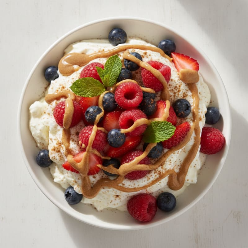 Greek Yogurt Protein Mousse with Mixed Berries