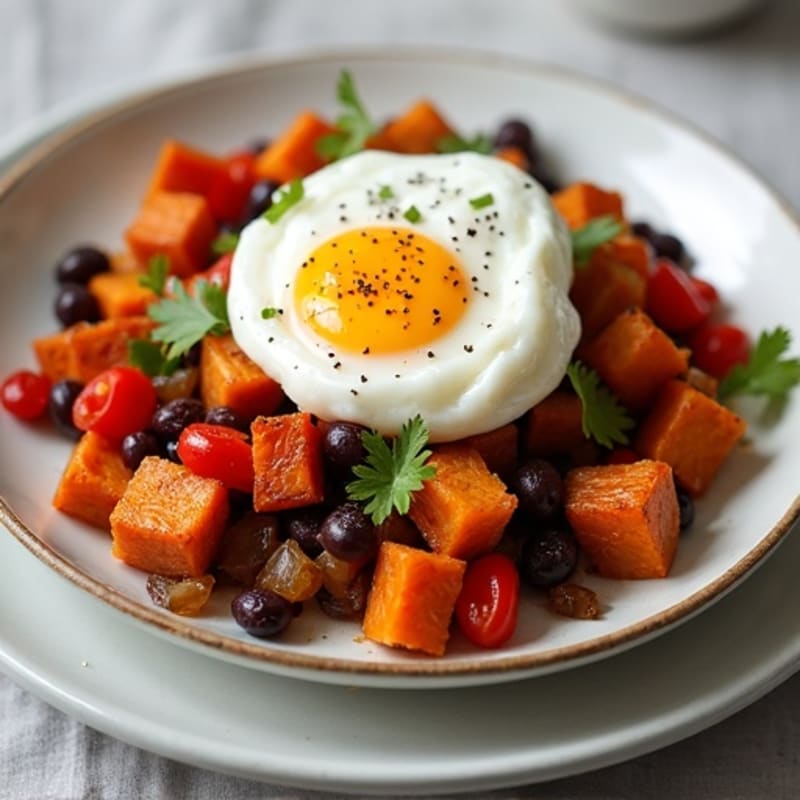 Crispy Sweet Potato Hash with Poached Eggs