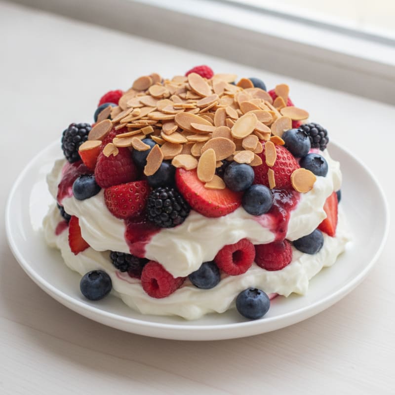 Greek Yogurt Protein Parfait with Mixed Berries and Almonds
