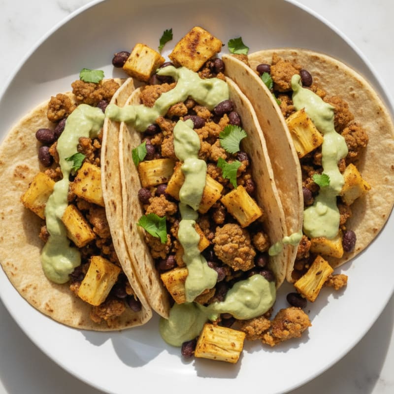 Jackfruit Tacos with Avocado Crema
